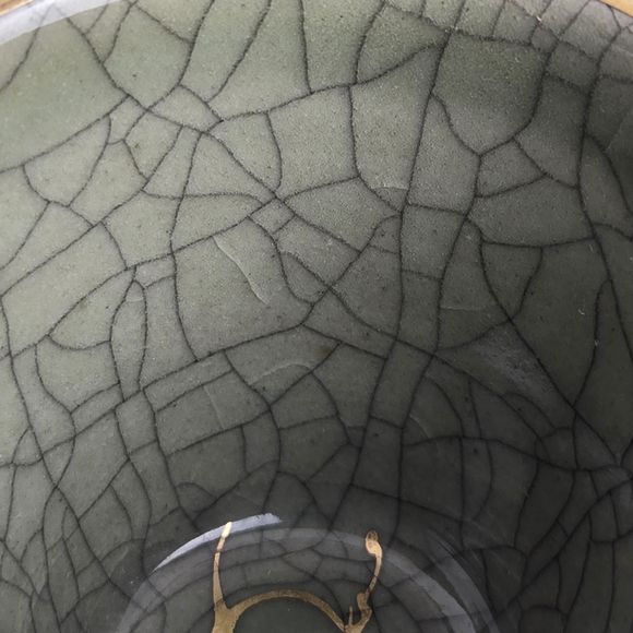 Vintage Set of 6 Japanese Somayaki Stoneware Crackled Glaze Double Wall Tea Cups - Picture 10 of 13